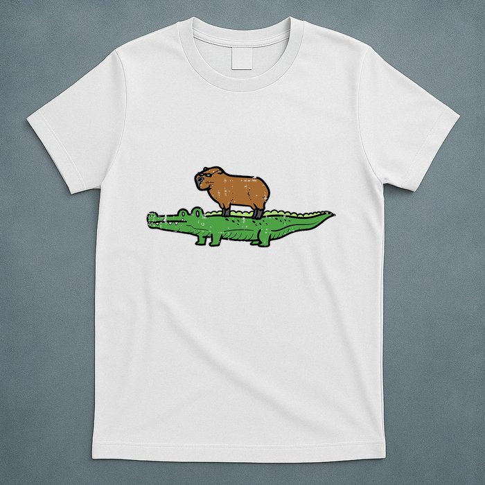 Capybara On Crocodile Capy Alligator Rodent T-Shirt