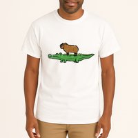 Capybara On Crocodile Capy Alligator Rodent Tall T-Shirt