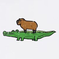 Capybara On Crocodile Capy Alligator Rodent Sustainable Bucket Hat