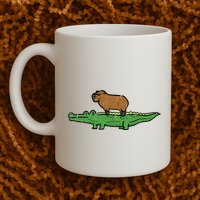 Capybara On Crocodile Capy Alligator Rodent Mug