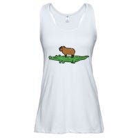 Capybara On Crocodile Capy Alligator Rodent Ladies Essential Flowy Tank