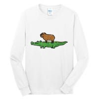 Capybara On Crocodile Capy Alligator Rodent Tall Long Sleeve T-Shirt