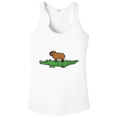Capybara On Crocodile Capy Alligator Rodent Ladies PosiCharge Competitor Racerback Tank