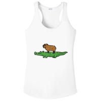 Capybara On Crocodile Capy Alligator Rodent Ladies PosiCharge Competitor Racerback Tank