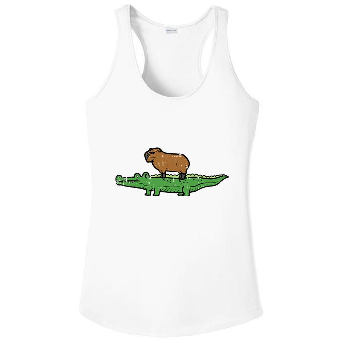 Capybara On Crocodile Capy Alligator Rodent Ladies PosiCharge Competitor Racerback Tank
