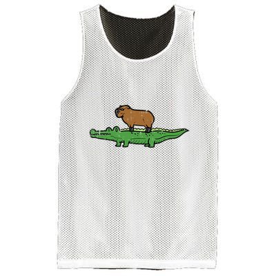 Capybara On Crocodile Capy Alligator Rodent Mesh Reversible Basketball Jersey Tank