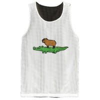 Capybara On Crocodile Capy Alligator Rodent Mesh Reversible Basketball Jersey Tank