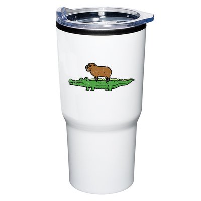 Capybara On Crocodile Capy Alligator Rodent Tumbler