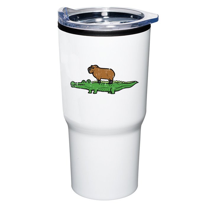Capybara On Crocodile Capy Alligator Rodent Tumbler