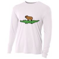 Capybara On Crocodile Capy Alligator Rodent Cooling Performance Long Sleeve Crew