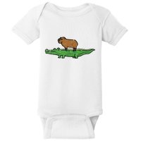 Capybara On Crocodile Capy Alligator Rodent Baby Bodysuit