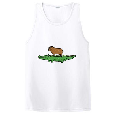 Capybara On Crocodile Capy Alligator Rodent PosiCharge Competitor Tank