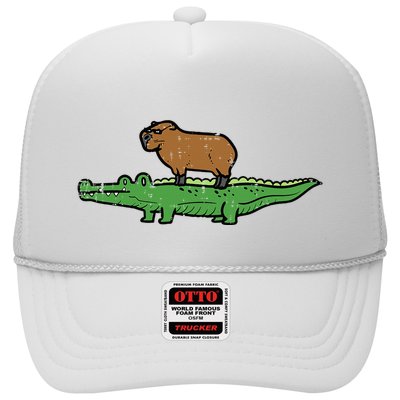 Capybara On Crocodile Capy Alligator Rodent Trucker Hat