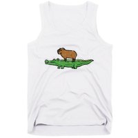 Capybara On Crocodile Capy Alligator Rodent Tank Top