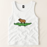 Capybara On Crocodile Capy Alligator Rodent Tank Top