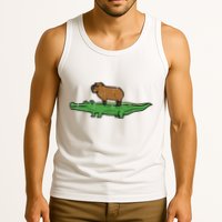 Capybara On Crocodile Capy Alligator Rodent Tank Top