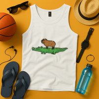 Capybara On Crocodile Capy Alligator Rodent Tank Top