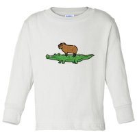 Capybara On Crocodile Capy Alligator Rodent Toddler Long Sleeve Shirt