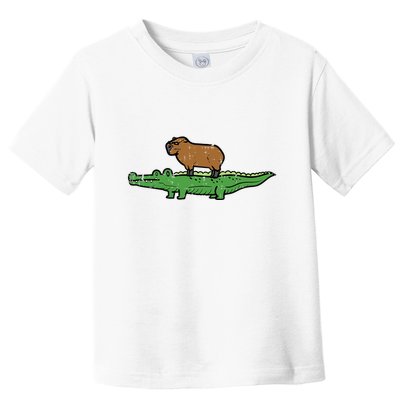 Capybara On Crocodile Capy Alligator Rodent Toddler T-Shirt