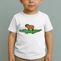 Capybara On Crocodile Capy Alligator Rodent Toddler T-Shirt