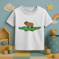 Capybara On Crocodile Capy Alligator Rodent Toddler T-Shirt