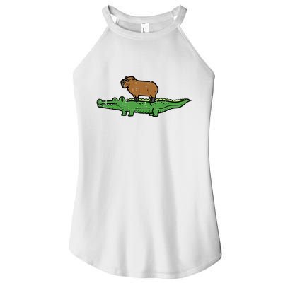 Capybara On Crocodile Capy Alligator Rodent Women's Perfect Tri Rocker Tank