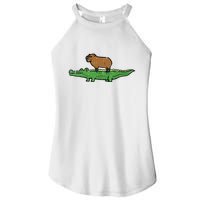 Capybara On Crocodile Capy Alligator Rodent Women's Perfect Tri Rocker Tank