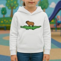 Capybara On Crocodile Capy Alligator Rodent Kids Hoodie