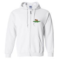 Capybara On Crocodile Capy Alligator Rodent Full Zip Hoodie