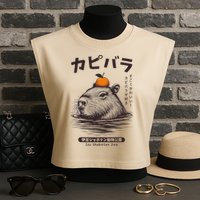 Capybara Onsen Capybara With Orange Capybara Lovers Garment-Dyed Women's Muscle Tee