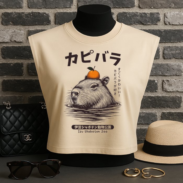 Capybara Onsen Capybara With Orange Capybara Lovers Garment-Dyed Women's Muscle Tee