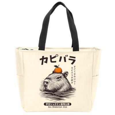 Capybara Onsen Capybara With Orange Capybara Lovers Zip Tote Bag