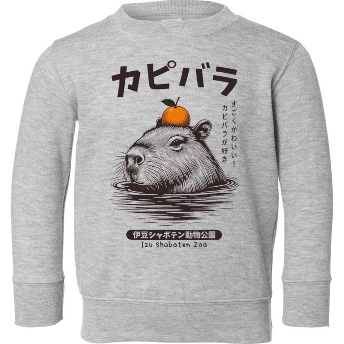 Capybara Onsen Capybara With Orange Capybara Lovers Toddler Sweatshirt