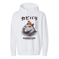 Capybara Onsen Capybara With Orange Capybara Lovers Garment-Dyed Fleece Hoodie