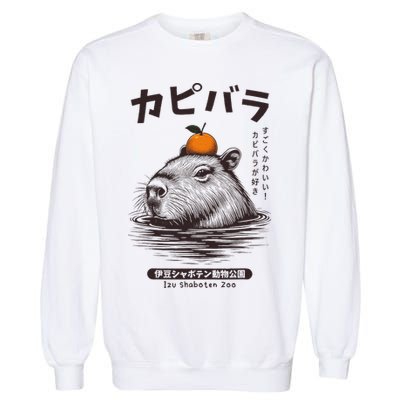 Capybara Onsen Capybara With Orange Capybara Lovers Garment-Dyed Sweatshirt