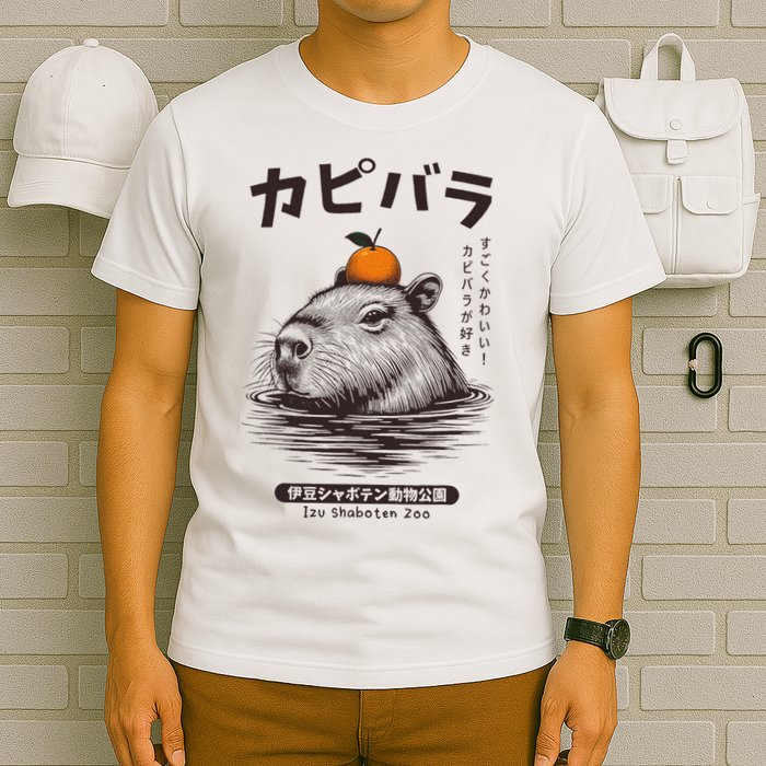 Capybara Onsen Capybara With Orange Capybara Lovers T-Shirt