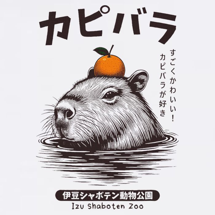 Capybara Onsen Capybara With Orange Capybara Lovers Sustainable Bucket Hat