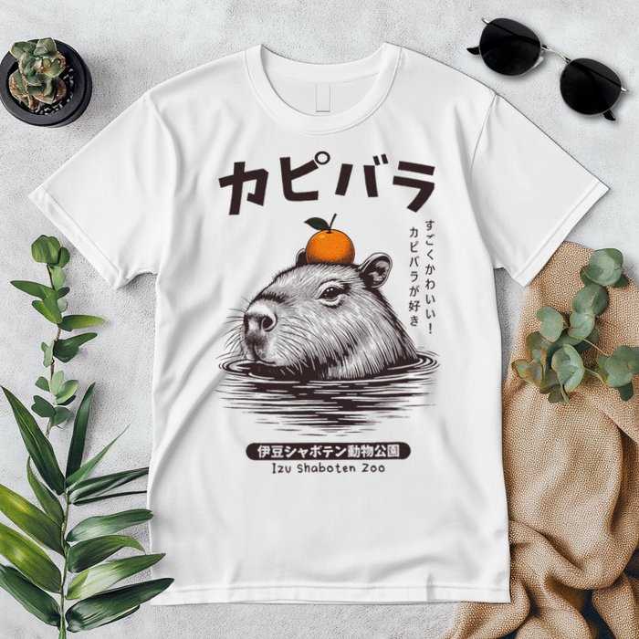 Capybara Onsen Capybara With Orange Capybara Lovers Premium T-Shirt