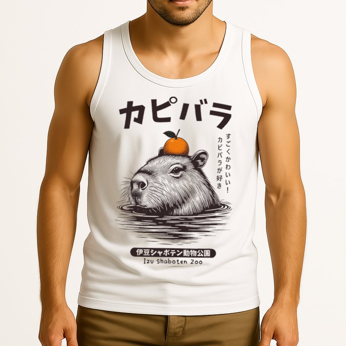 Capybara Onsen Capybara With Orange Capybara Lovers Tank Top