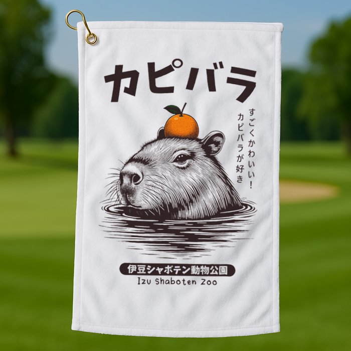 Capybara Onsen Capybara With Orange Capybara Lovers Golf Towel