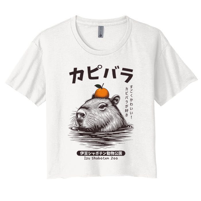 Capybara Onsen Capybara With Orange Capybara Lovers Crop Top