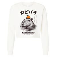 Capybara Onsen Capybara With Orange Capybara Lovers Cropped Pullover Crew