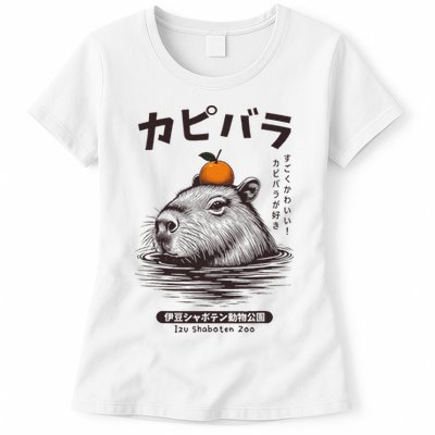 Capybara Onsen Capybara With Orange Capybara Lovers Womens T-Shirt