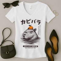 Capybara Onsen Capybara With Orange Capybara Lovers Women's V-Neck T-Shirt
