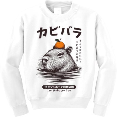 Capybara Onsen Capybara With Orange Capybara Lovers Kids Sweatshirt