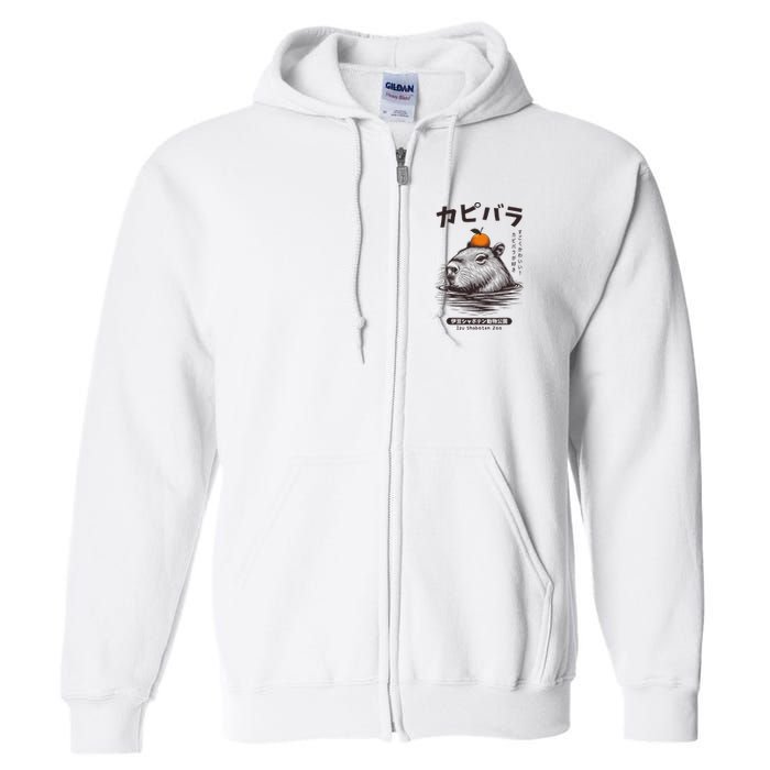 Capybara Onsen Capybara With Orange Capybara Lovers Full Zip Hoodie