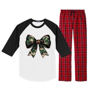 Camouflage Old Camo Bow Camo Coquette Bow Hunting Gift Raglan Sleeve Pajama Set