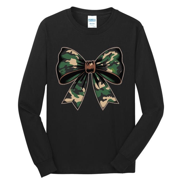 Camouflage Old Camo Bow Camo Coquette Bow Hunting Gift Tall Long Sleeve T-Shirt