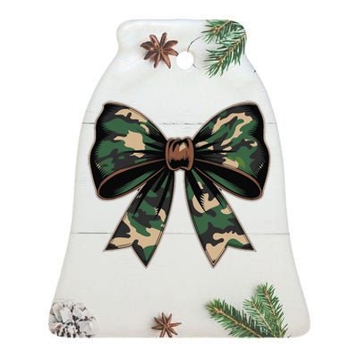 Camouflage Old Camo Bow Camo Coquette Bow Hunting Gift Ceramic Bell Ornament