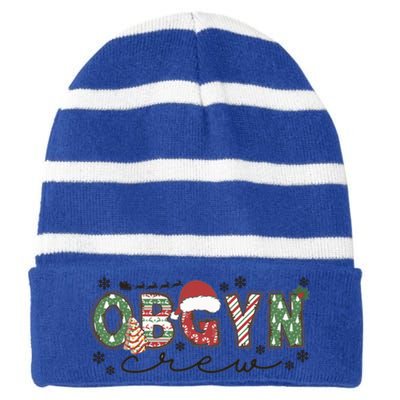 Christmas Obgyn Crew Obgyn Nurse Ultrasound Nurse Crew Great Gift Striped Beanie with Solid Band